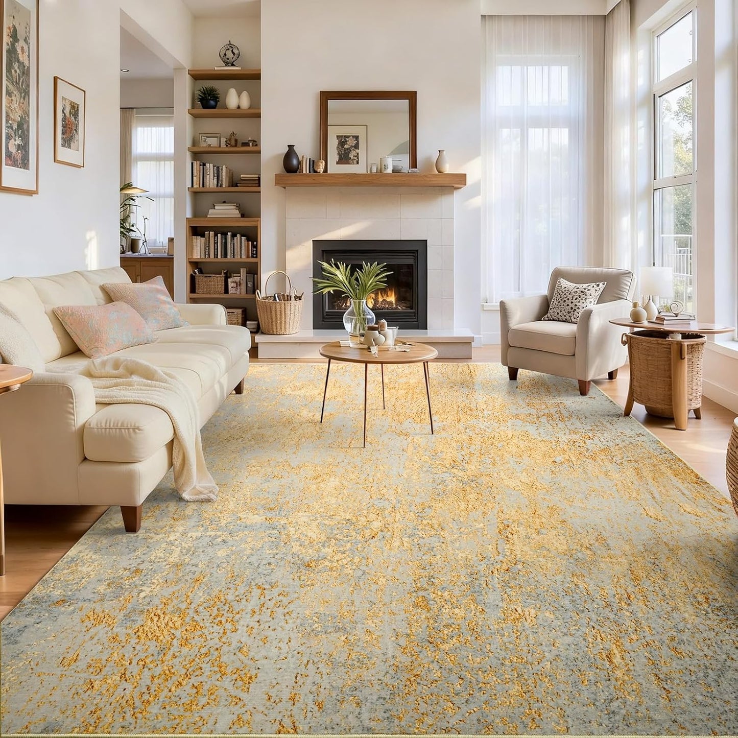 Ompaa 2x6 Rug Runners for Hallways Kitchen Runner Rug Non Slip Washable Grey Long Runner Rugs with Rubber Backing Soft Abstract Carpet Runner for Hallways, Kitchen, Bedroom, Bathroom, Entryway - Colors A