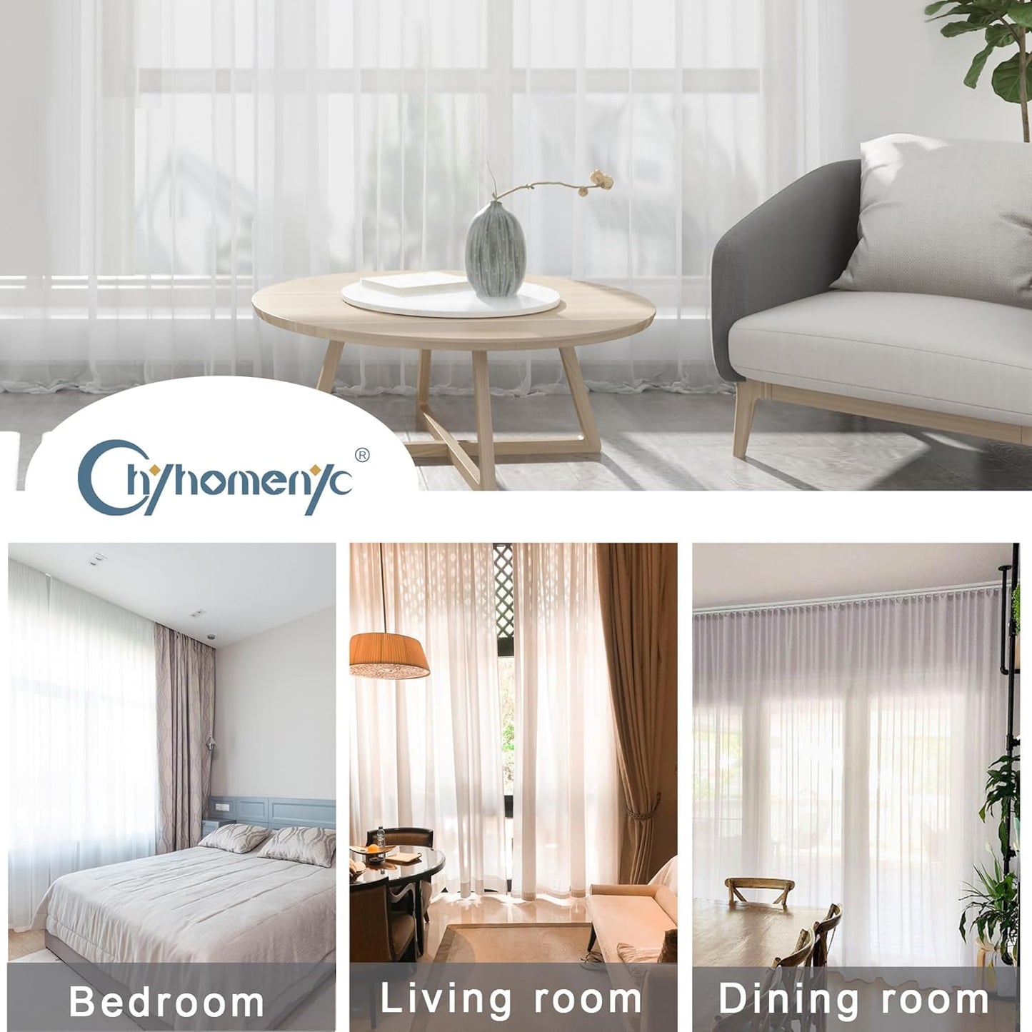 Chyhomenyc Sheer White Valances for Windows 2 Pack, Small Window Curtains for Living Room Bathroom Cafe Laundry Basement, Modern Top Dual Rod Pocket Voile Curtain, 42W x 14L inches, White - Colors C