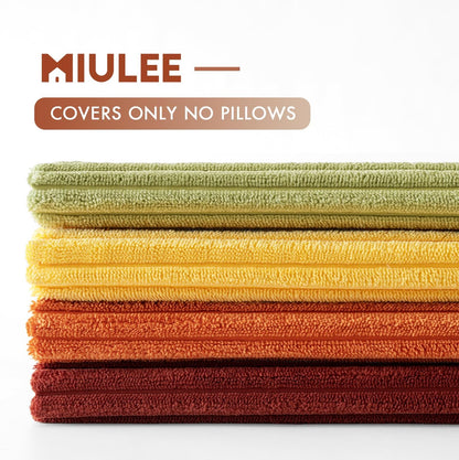 MIULEE Boho Farmhouse Sage Green Throw Pillow Covers 18x18 Inch Set of 4 Mordern Nordic Cushion Covers Soft Corduroy Spring Home Decor for Couch Bed Sofa Living Room Forest Green
