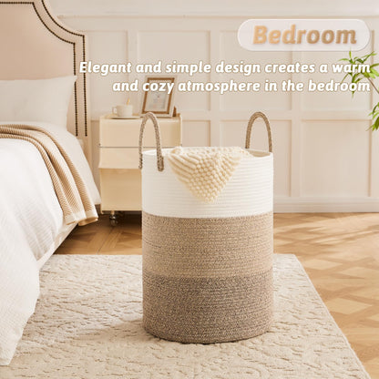 Artfeel Laundry Basket,Woven Cotton Rope Laundry Hamper,60L for Decor Storage of Dirty Clothes,Toys and Blankets in Bathroom,Baby Room and Living Room