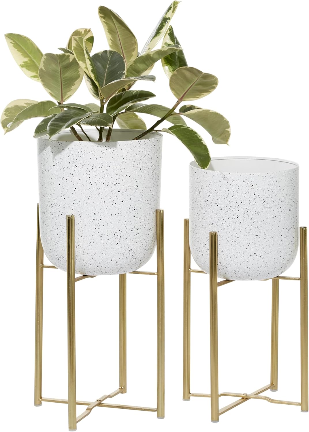 CosmoLiving by Cosmopolitan Metal Indoor Outdoor Planter Dome Large Planter Pot with Removable Stand, Set of 2 Planters 19", 22"H, Gold