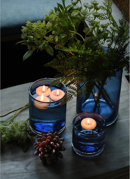 Glass Candle Holders Set, Hurricane Vase Centerpieces for Pillar Votive Flower,Clear Seeded Bubbles Cylinder Bulk, Mother's Day Birthday Gift,3 Sizes 8 Inch 5 Inch 3.5 Inch Height