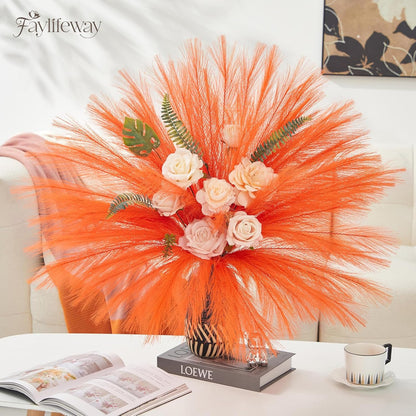 50pcs Pampas Grass 17in for Living Room Decor, Blush Pink Pampas Grass Decor, Fluffy Pink Flowers for Home Birthday Bathroom Baby Shower Wall Bow Decor(Blush & Cream & Pink)