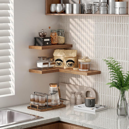 RALGEND Floating Shelves for Wall, 1.5" Thick Wall Shelf Set of 3 with Invisible Brackets, L31.5 x W7.9 Hanging Shelves Farmhouse Home Decor for Bathroom, Living Room, Bedroom, Rustic Brown 8301BJP3BF
