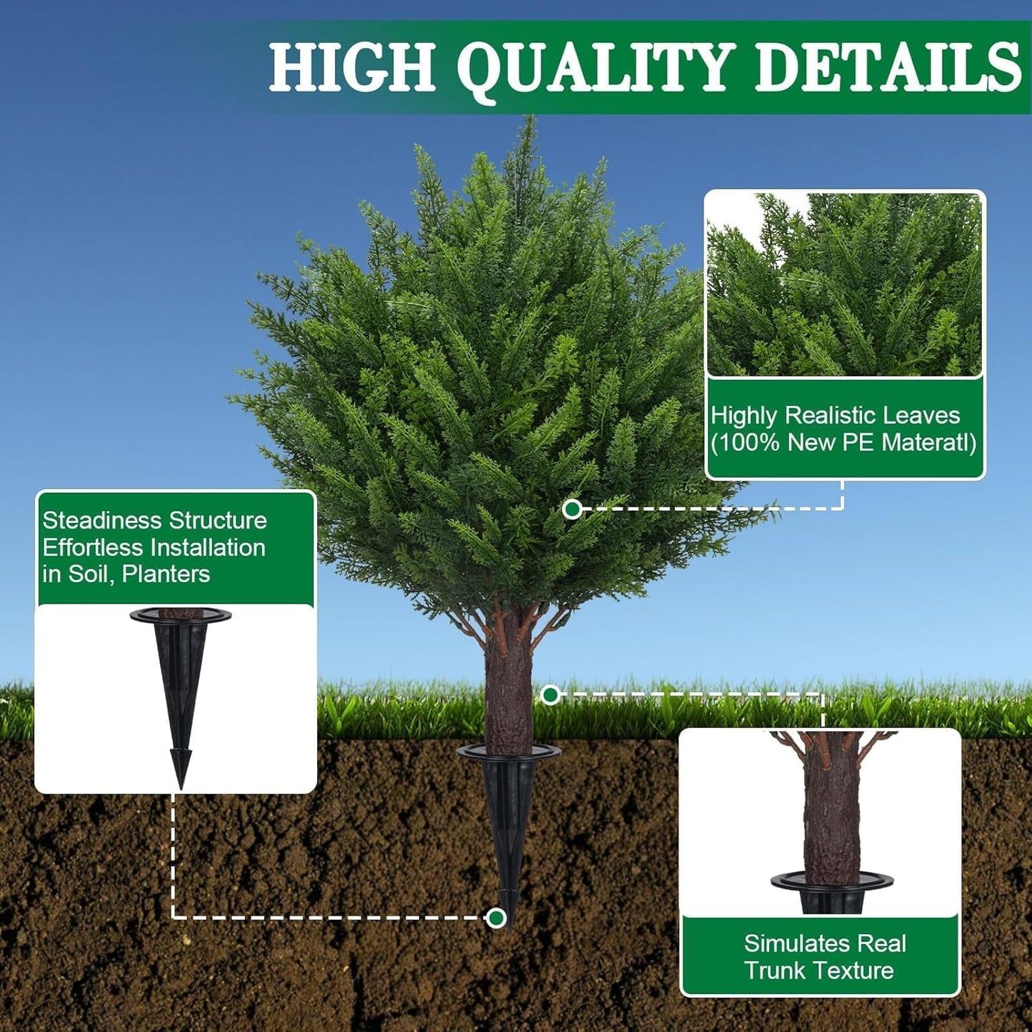 AOKIIE 6FT Artificial Topiary Cedar Plants Outdoor, Faux Pine Trees UV Resistant and Potted, 72 Inch Tall Fake Shrubs Evergreen for Front Porch Decor Set of 2