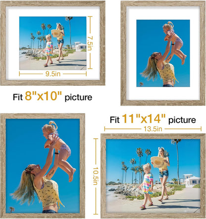 Vittanly 8x10 Picture Frames Set of 9, Shatter Resistant Plexiglass, Display 5x7 Pictures with Mat or 8x10 without Mat, Photo Frames for Wall or Tabletop, Engineered Wood, Black - Colors B