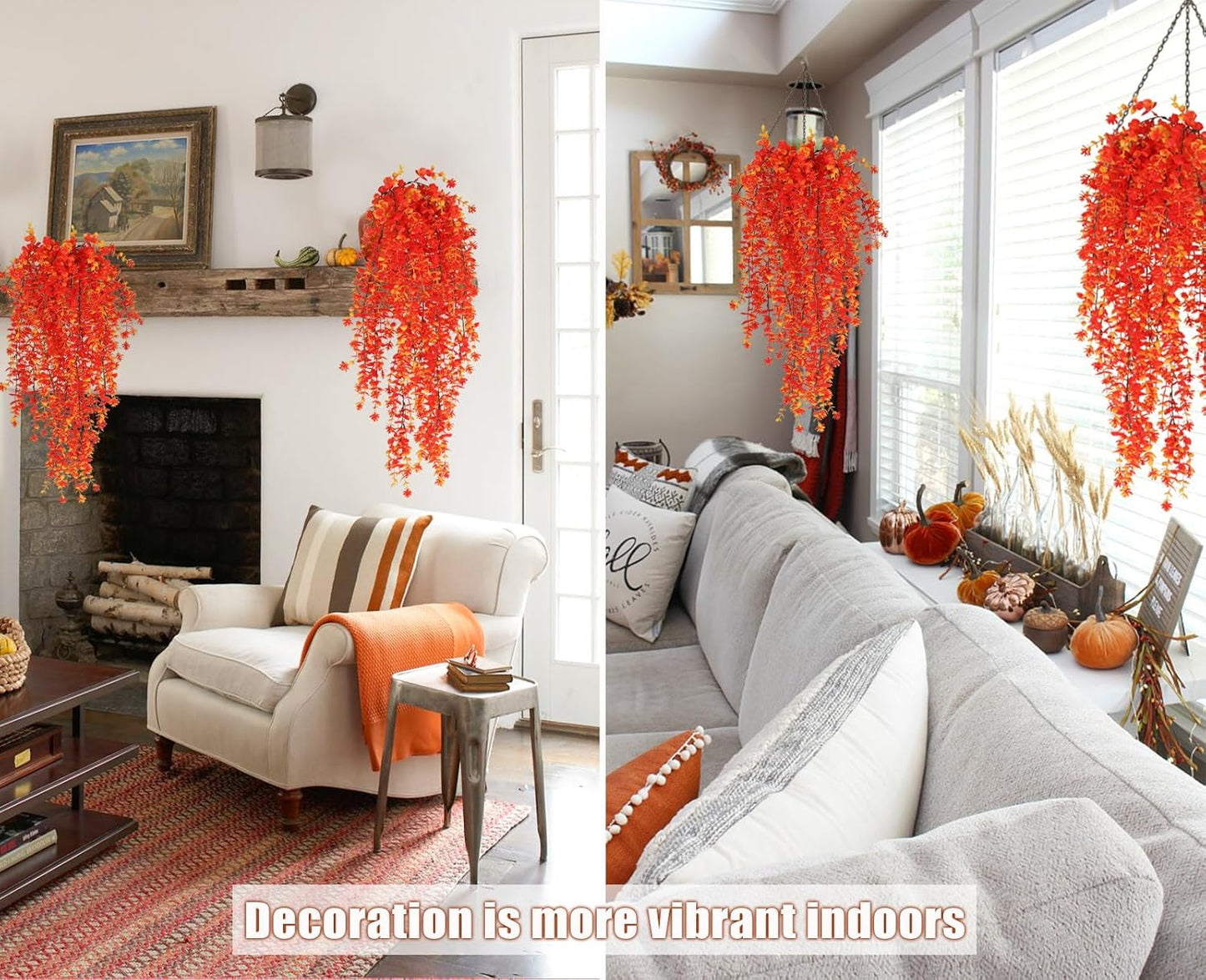 RECUTMS Artificial Hanging Plants Fake Hanging Plant Faux Eucalyptus Leaf Greenery Vine Outdoor UV Resistant Plastic Plants Home Garden Wedding Party Indoor Outdoor Decorations(White)