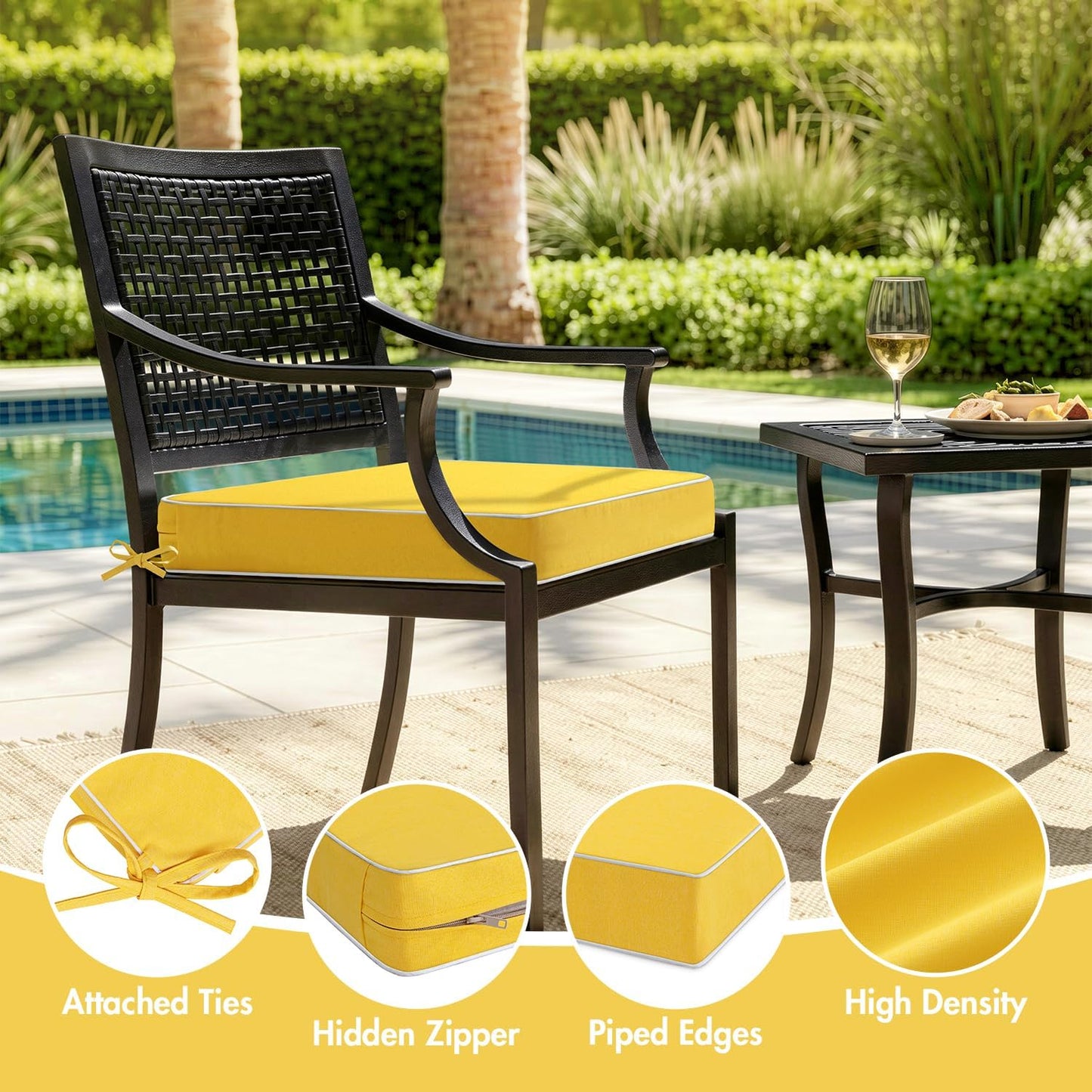 MIULEE Beige Outdoor Bench Cushion Set of 1, 48x18x3 Inch Waterproof Patio Seat Cushions for Swing and Outdoor Furniture Couch Sofa, 3 Year Color Fastness High Density Foam with Adjustable Ties