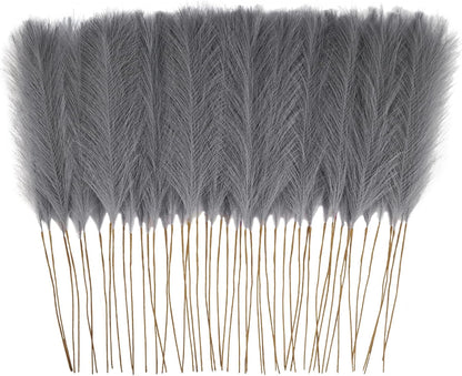 obbsie 50pcs Pink Faux Pampas Grass Decor, 21.6" Short Artificial Floral Branches Vase Filler Flower Arrangement for Home Wedding Boho Outdoor Decor