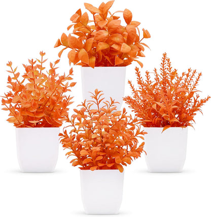 Der Rose 4 Pack Fake Plants Mini Artificial Greenery Potted Plants for Home Decor Indoor Office Table Room Farmhouse Bathroom Decor