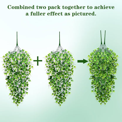 Waipfaru 4Pcs Fake Hanging Plants 2.7ft Fake Plants Eucalyptus Leaves UV Resistant Fake Vines Ivy Artificial Plants Outdoor Faux Plants Indoor Bedroom Living Room Boho Wall Porch Shelf Decor