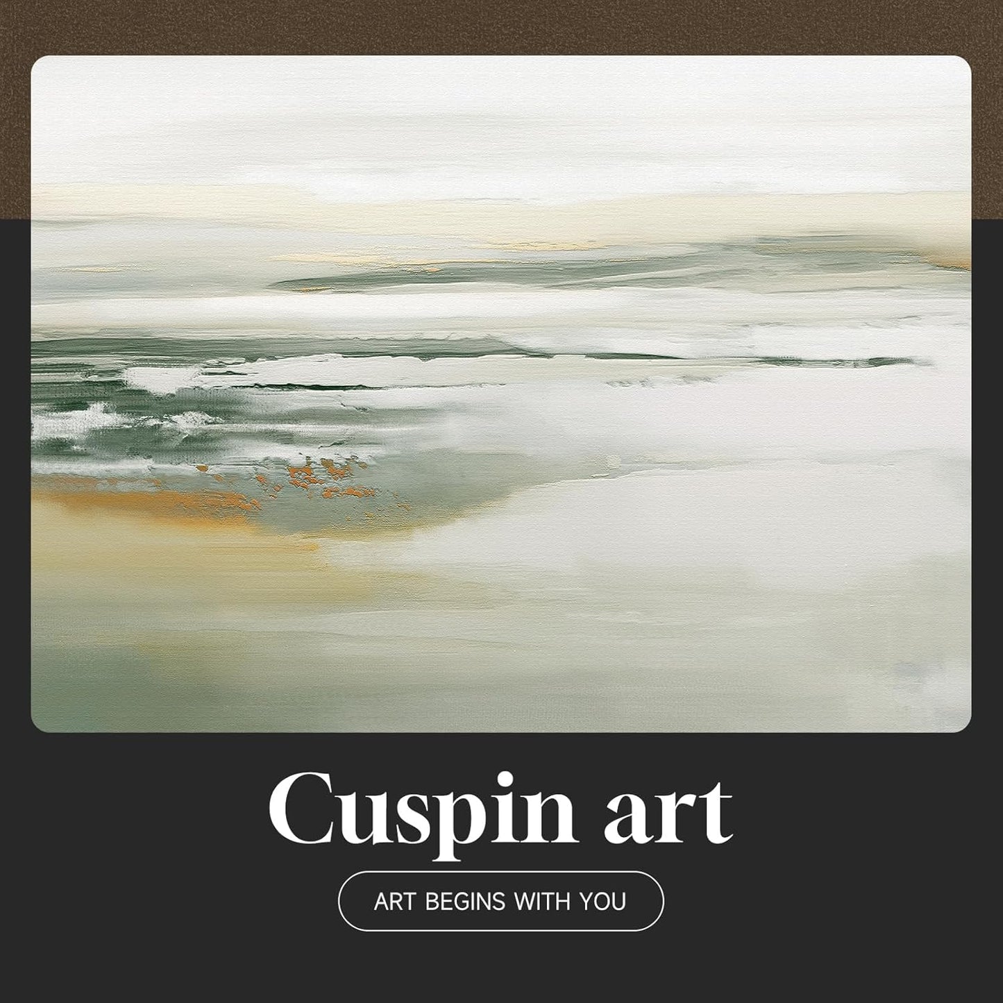 Large Framed Abstract Nature Landscape Wall Art for Living Room, Set of 3 Modern Canvas Prints Paintings Artwork for Walls, Green Lake Pictures for Hallway, Dining Room, Office Wall Decor 24x36 Inch