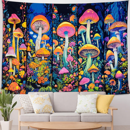 ARTCREATOR Black Light Art Halloween Wall Decor Trippy Blacklight Horror Face Tapestry, UV Reactive Tapestries Glow in The Dark Party Tapestry for Bedroom, Living Room (29" x 37")