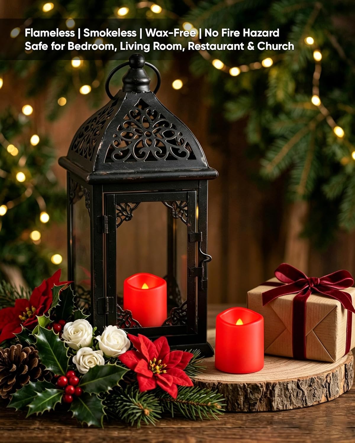 Homemory 24Pack Flickering Flameless Votive Candles,200+Hour Electric Fake Candles,Battery Operated LED Tealight for Wedding,Outdoor,Table,Halloween,Christmas Decor(Warm White,Battery Included)