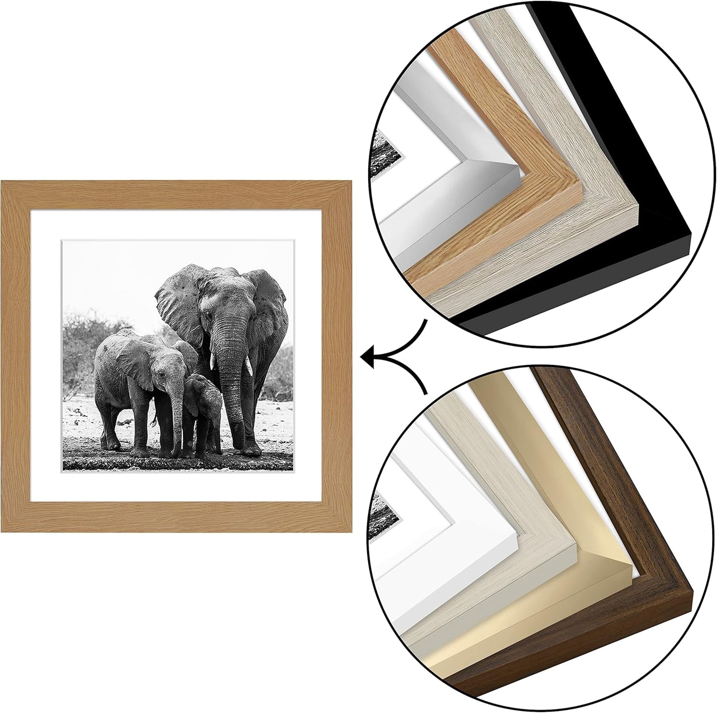 Americanflat 8x10 Picture Frame with Shatter-Resistant Glass - Use as 5x7 Frame with Mat or Display 8x10 Photo Without Mat - Signature Collection - Picture Frames for Tabletop and Wall Display - Black