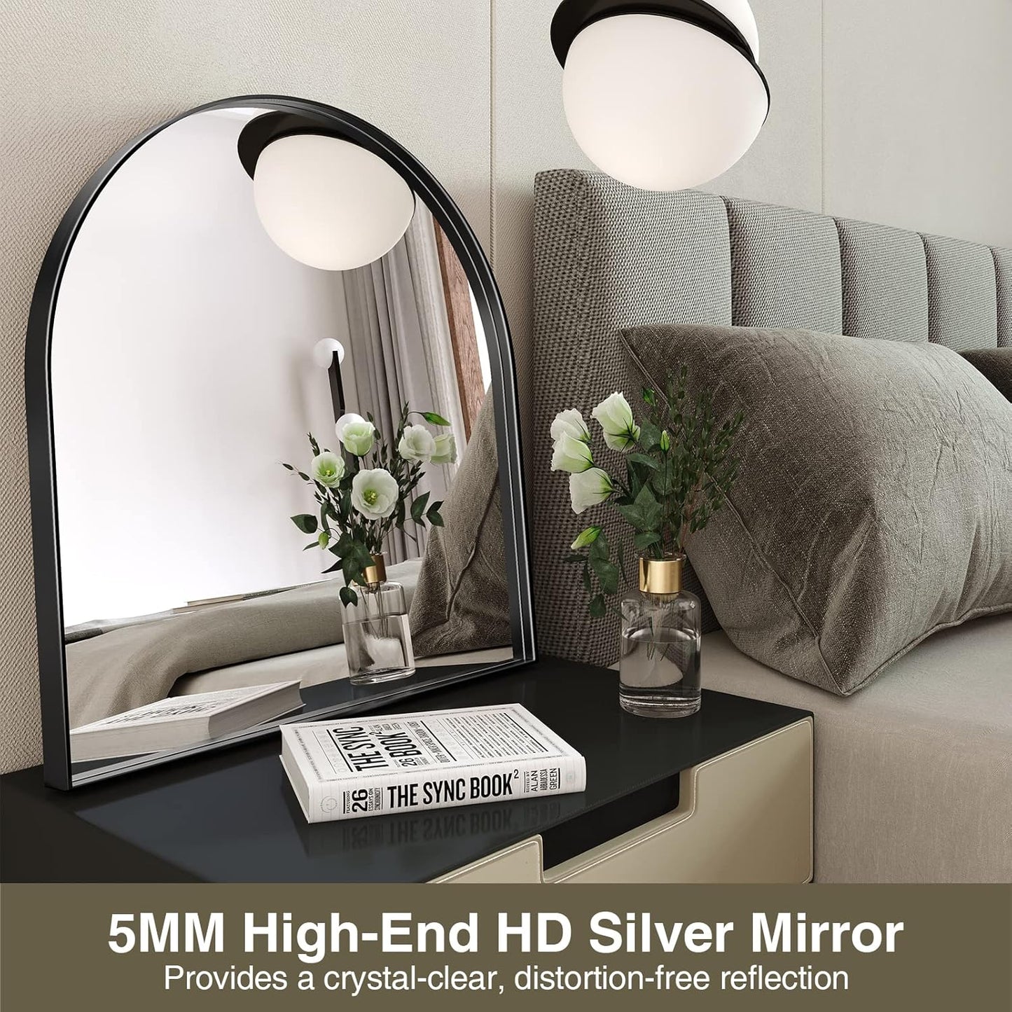 Brightify Arched Mirror, Arched Wall Mirror, 24 x 32 Inch Silver Arch Mirror, Metal Frame Silver Bathroom Mirror, Arched Top Bathroom Vanity Mirror for Living Room Bedroom Mantel Entryway Hallways