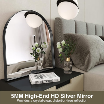 Brightify Arched Mirror, Arched Wall Mirror, 24 x 32 Inch Silver Arch Mirror, Metal Frame Silver Bathroom Mirror, Arched Top Bathroom Vanity Mirror for Living Room Bedroom Mantel Entryway Hallways