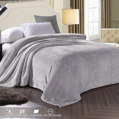 Exclusivo Mezcla Fleece Throw Blanket Extra Large, Super Soft and Warm Blankets for Couch, Sofa and Bed Waffle Textured, Cozy, Fuzzy and Lightweight (Slate Blue, 50x70 Inches)