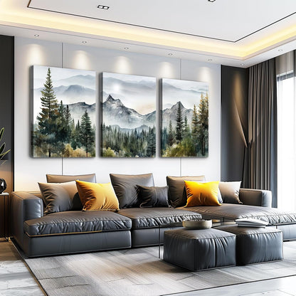 MHARTK66 Wall Art for Living Room Modern Wall Decor for Bedroom Office Decor Abstract Mountain Forest Landscapes Ink Painting 3 Piece Framed Canvas Art Prints Ready to Hang Wall Pictures Home Decor