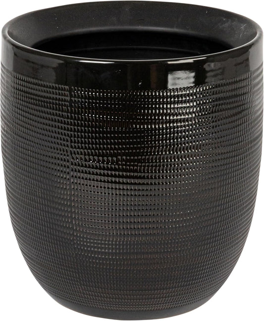 Creative Co-Op Large Matte White Embossed Stoneware Planter