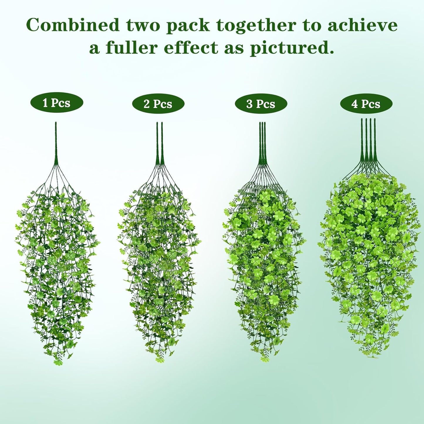 Waipfaru 4Pcs Fake Hanging Plants 2.7ft Fake Plants Eucalyptus Leaves UV Resistant Fake Vines Ivy Artificial Plants Outdoor Faux Plants Indoor Bedroom Living Room Boho Wall Porch Shelf Decor