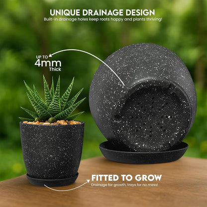 Utopia Home Plant Pots Indoor with Drainage Holes – Set of 5 White Plastic Flower Pots (7/6.6/6/5.3/4.8 Inch) – Modern Planters for Indoor Plants, Room & Office Décor, Great Stocking Stuffers