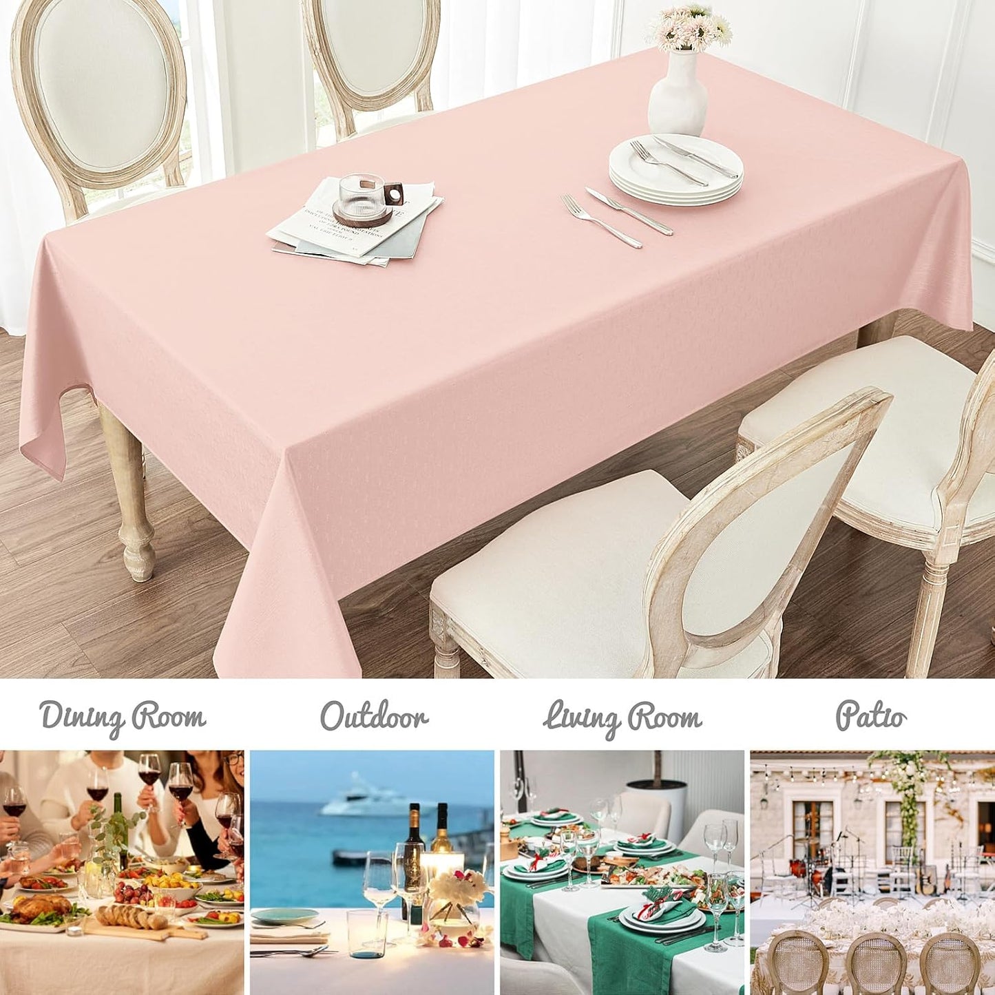 Veblandy Rectangle Tablecloth Waterproof Linen Textured Table Cloth Stain and Wrinkle Resistant Washable, Decorative Fabric Table Cover for Dining, Party and Camping (Sage Green, 52 * 70)