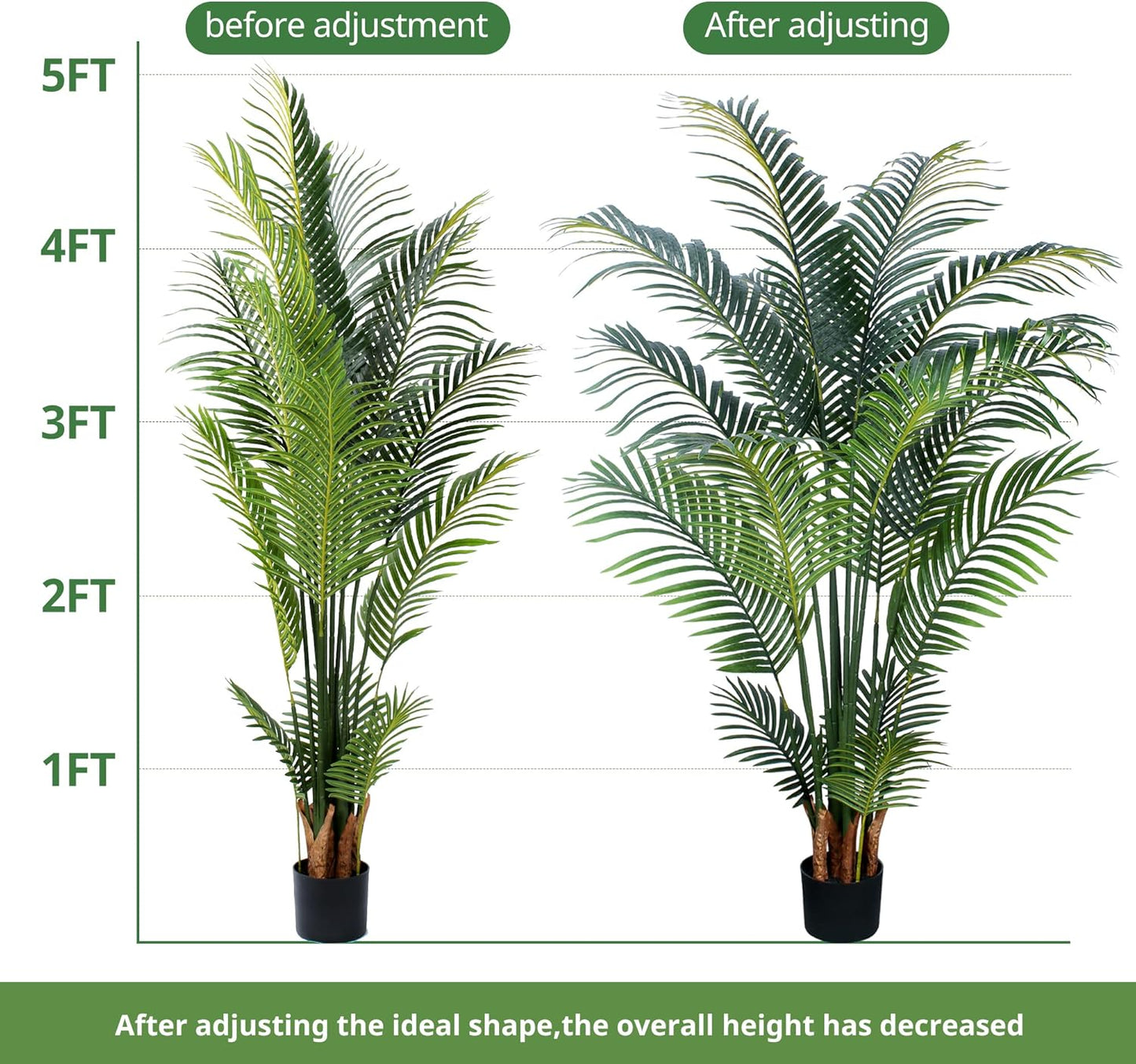 YEPDIN 6 Ft Artificial Tropical Palm Tree With 24 Removable Leaves - Large Faux Plant for Indoors and Outdoors, Silk Housewarming Gift, K185