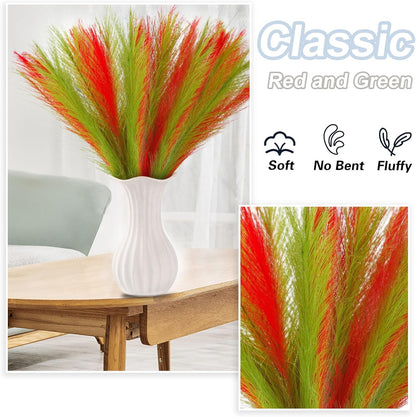 20Pcs Navy Blue Gradient and White Faux Pampas Grass Decor, 21.7"" Pompas Grass Flower Arrangement and Vase Filler for Boho Home Wedding Decoration, Black