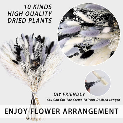 Natural Dried Flower Bouquet - 17" Boho Style Mixed Pampas Grass Ideal for Home Decor, Wedding Decor, Bridal Bouquets, Floral Arrangement, Event Centerpieces, Table Decor