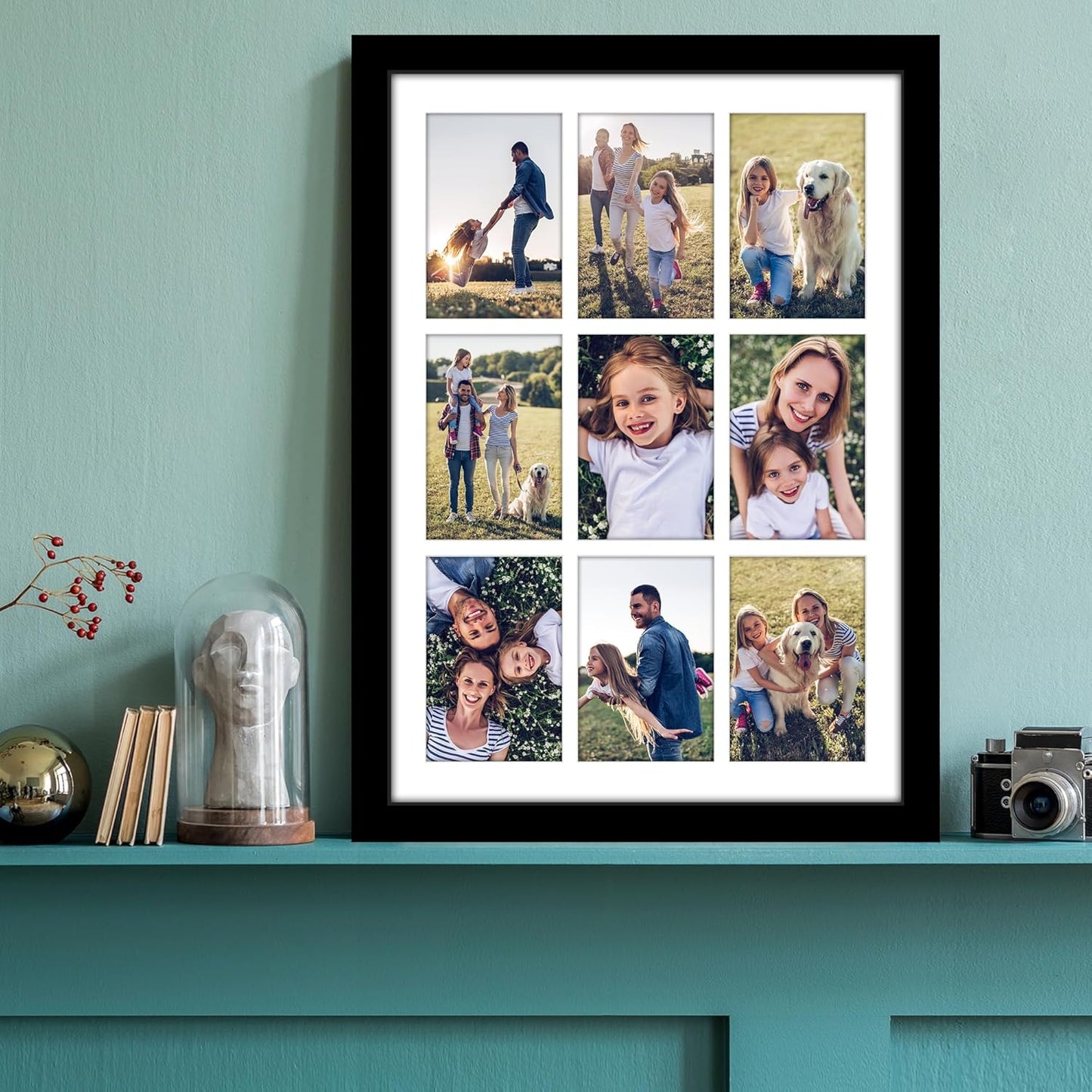 Americanflat 4x6 Collage Picture Frame with Shatter-Resistant Glass - Fits Five 4x6 Photos or Use as One 11x14 Picture Frame - Signature Collection - Collage Frames for Wall Display - Black