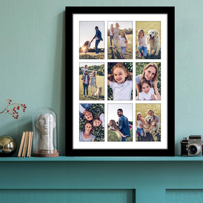 Americanflat 4x6 Collage Picture Frame with Shatter-Resistant Glass - Fits Five 4x6 Photos or Use as One 11x14 Picture Frame - Signature Collection - Collage Frames for Wall Display - Black