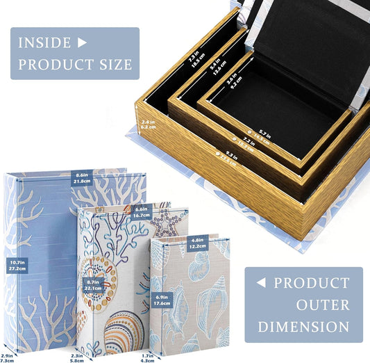 Jolitac Wooden Decorative Book Boxes 3-Pack - Vintage Style Secret Storage Boxes Handcrafted Wooden Storage Containers with Rustic Magnetic Closure for Jewelry & Keepsakes (Vintage Green)