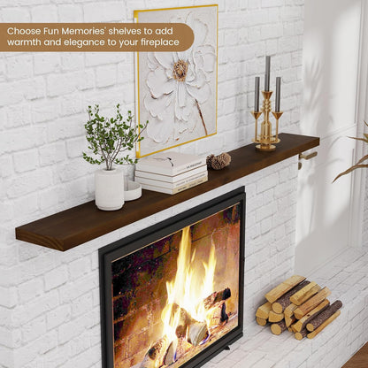 Floating Shelves 36 Inches Long - 8 Inch Deep Rustic Premium Solid Pine Wood for Storage - Farmhouse Wall Mounted for Living Room - Heavy-Duty Metal Bracket - 36" W x 8" D - Set of 2 - White Color