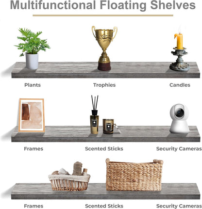 Sorbus Floating Shelves for Wall - 48 Inch Long Bathroom Shelves, Wall Decor for Bedroom, Kitchen, Living Room & Book Storage - Mounted Floating Shelf with Invisible Brackets (Maple Wood, 2 Pack)