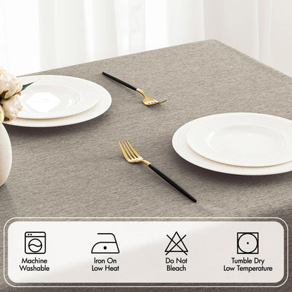 MIULEE Beige Rectangle Linen Polyester Tablecloth with Decorative Cutouts Spring Waterproof Stain Resistant & Shrink-Proof Table Cloth 52x70 inch Farmhouse Style for Dining Wedding and Outdoor