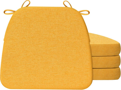 AAAAAcessories D-Shaped Chair Cushions, 2" Thick Dining Chair Pads with Ties and Removable, Machine-Washable Cover, 17" x 16", Set of 4, Oatmeal Beige - Colors B