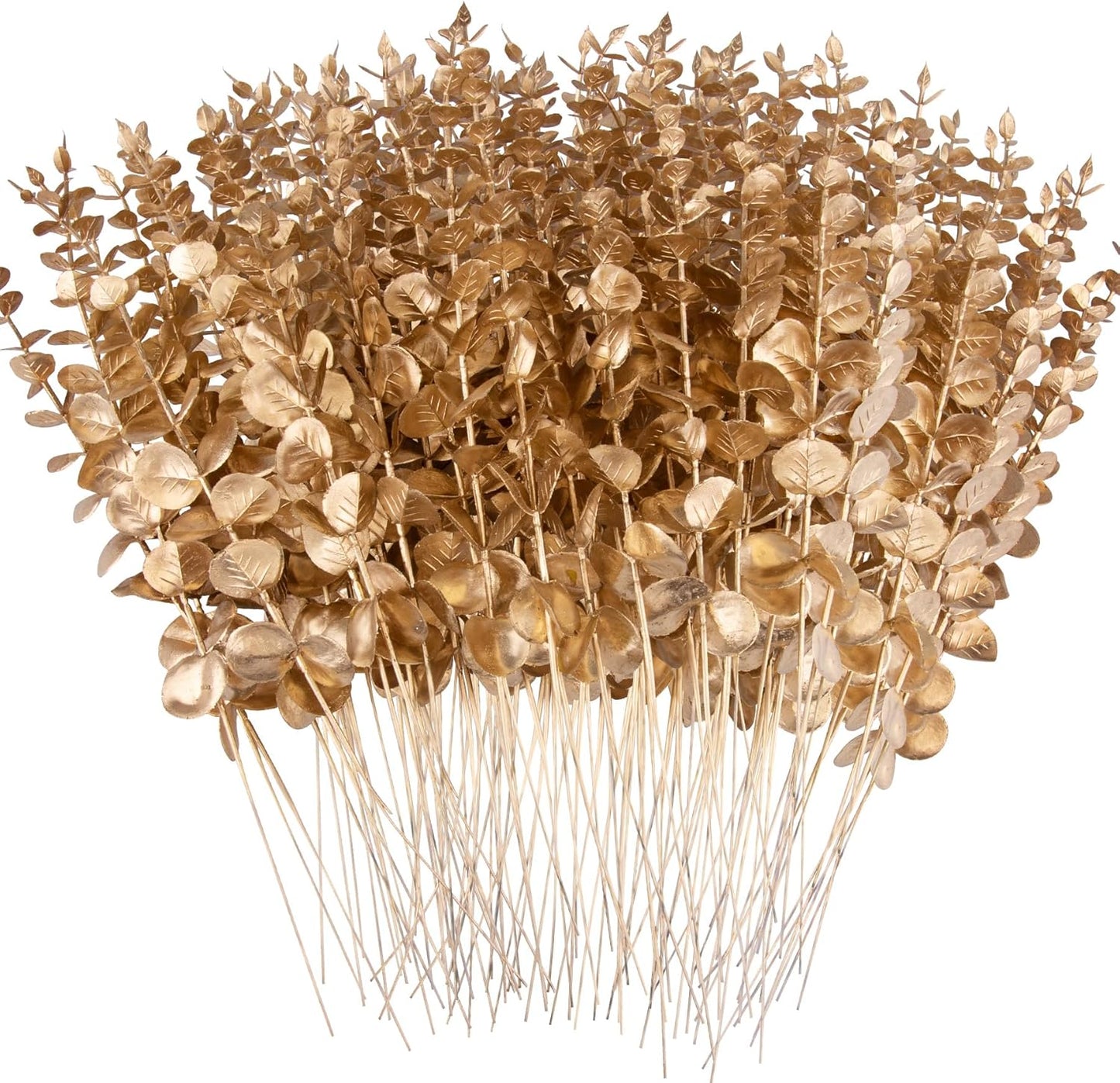 FEQO 36 Pcs Artificial Eucalyptus Stems Dark Brown Leaves Faux Eucalyptus Stems Branches 15 inch for Wedding Bouquet Home Deco