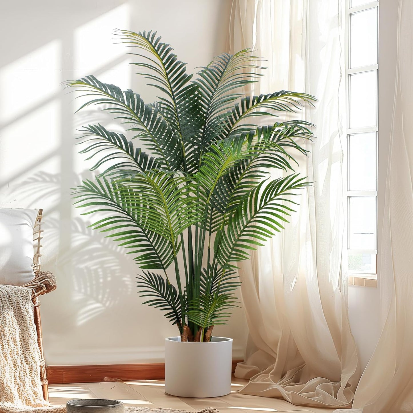 YEPDIN 6 Ft Artificial Tropical Palm Tree With 24 Removable Leaves - Large Faux Plant for Indoors and Outdoors, Silk Housewarming Gift, K185