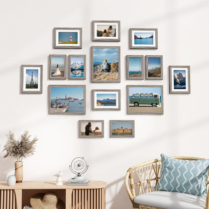 Vittanly 15 Pack Picture Frames Collage Wall Decor for Mounting or Tabletop Display, Gallery Frame Set for Family, Multi Sizes Including 3pcs 8x10, 6pcs 5x7, 6pcs 4x6, Black