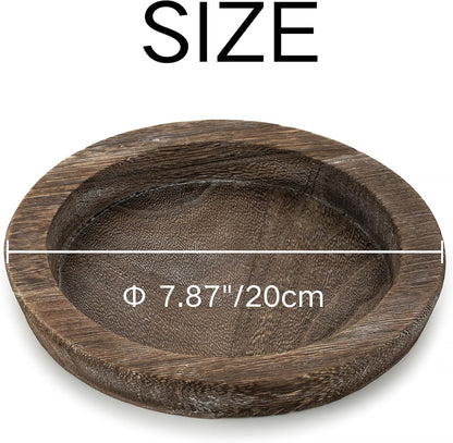 Hanobe Candle Plate Holder Tray: Round Wood Decorative Candle Plate - Rustic Farmhouse CoffeeTable Decor - Tealight Pillar Trays for Home Decor (Distressed)