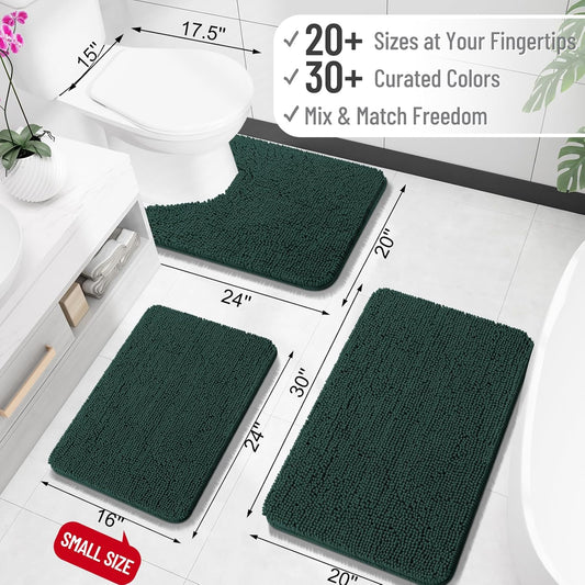 OLANLY Bathroom Rugs 30x20, Extra Soft Absorbent Chenille Bath Rugs, Rubber Backing Quick Dry, Machine Washable Bath Mats for Bathroom Floor, Tub and Shower, Home Decor Accessories, Grey - Colors D