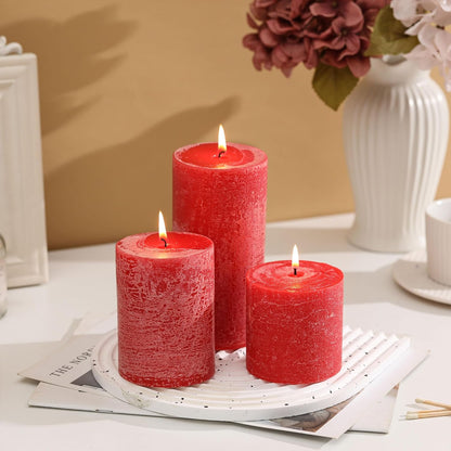 3x6 Inch Sage Green Pillar Candles Set of 3 - Unscented Spring, Long Clean Burning, Large Smokeless Dripless for Home Decor, Dinner Table, Bathroom, Rustic Decor