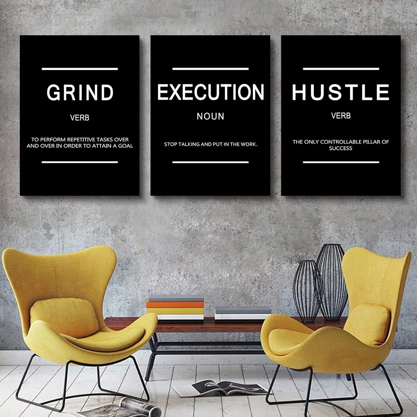 Inspirational Canvas Painting Wall Art -EPHANY ART,Mindset Quotes Prints, Success Framed Entrepreneur Poster Positive Quotes Wall Poster for Home Office Workplace (M-3pcs,12x16inchx3pcs)