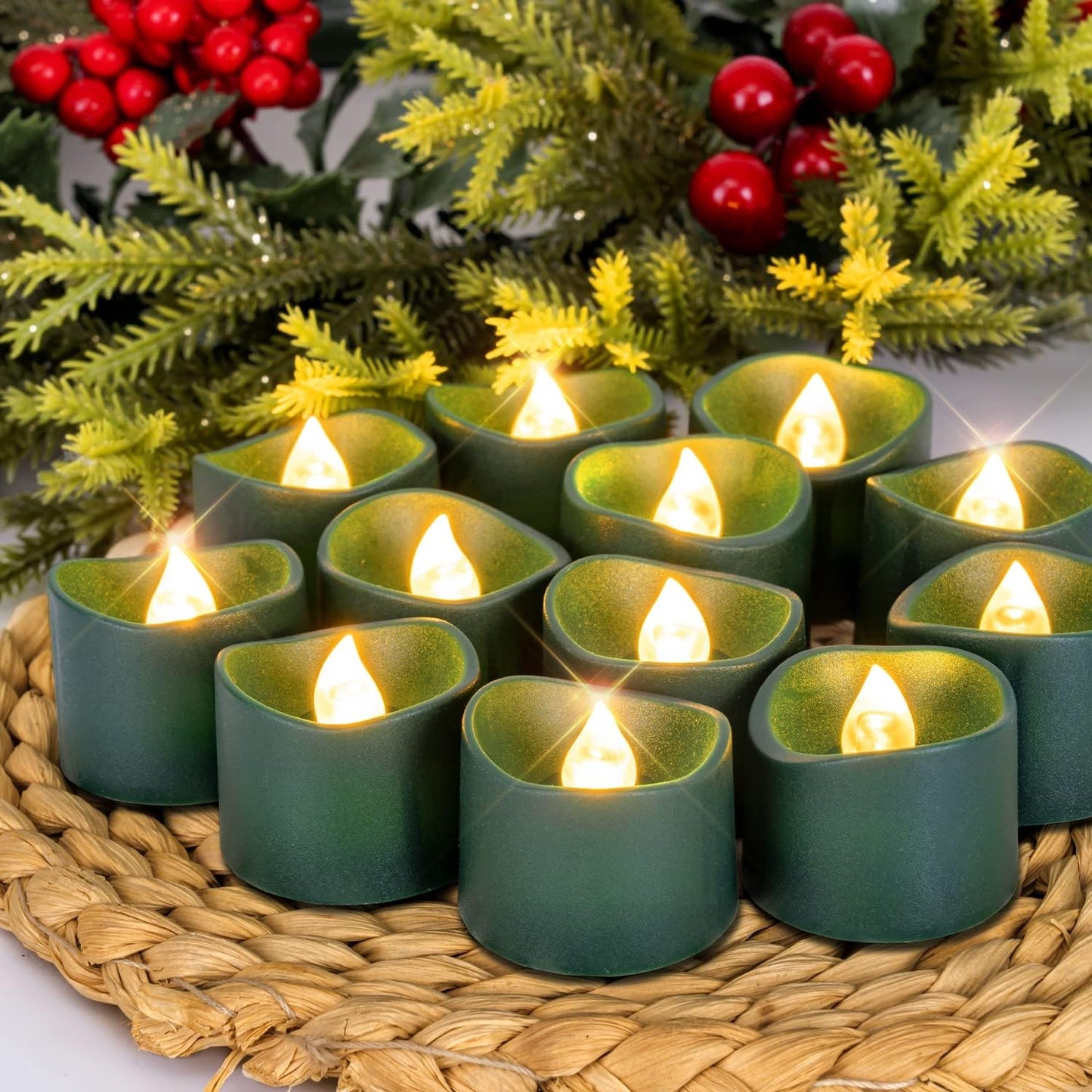 Homemory 24Pcs Flickering Flameless Candle Battery Operated, 200+Hours Fake Electric LED Tea Lights for Votive, Centerpiece Table Decorations, Wedding, Aniversary, Halloween, Christmas