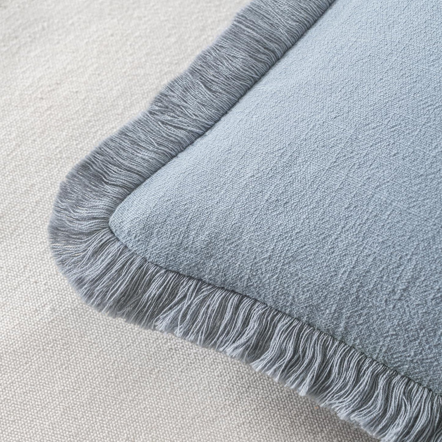 MIULEE Decorative Throw Pillow Covers Neutral Linen Fringe Throw Pillows Set of 2 Natural Beige Boho Farmhouse Cushion Covers with Tassels for Couch Sofa Bed Spring Home Decor 20x20 Inch