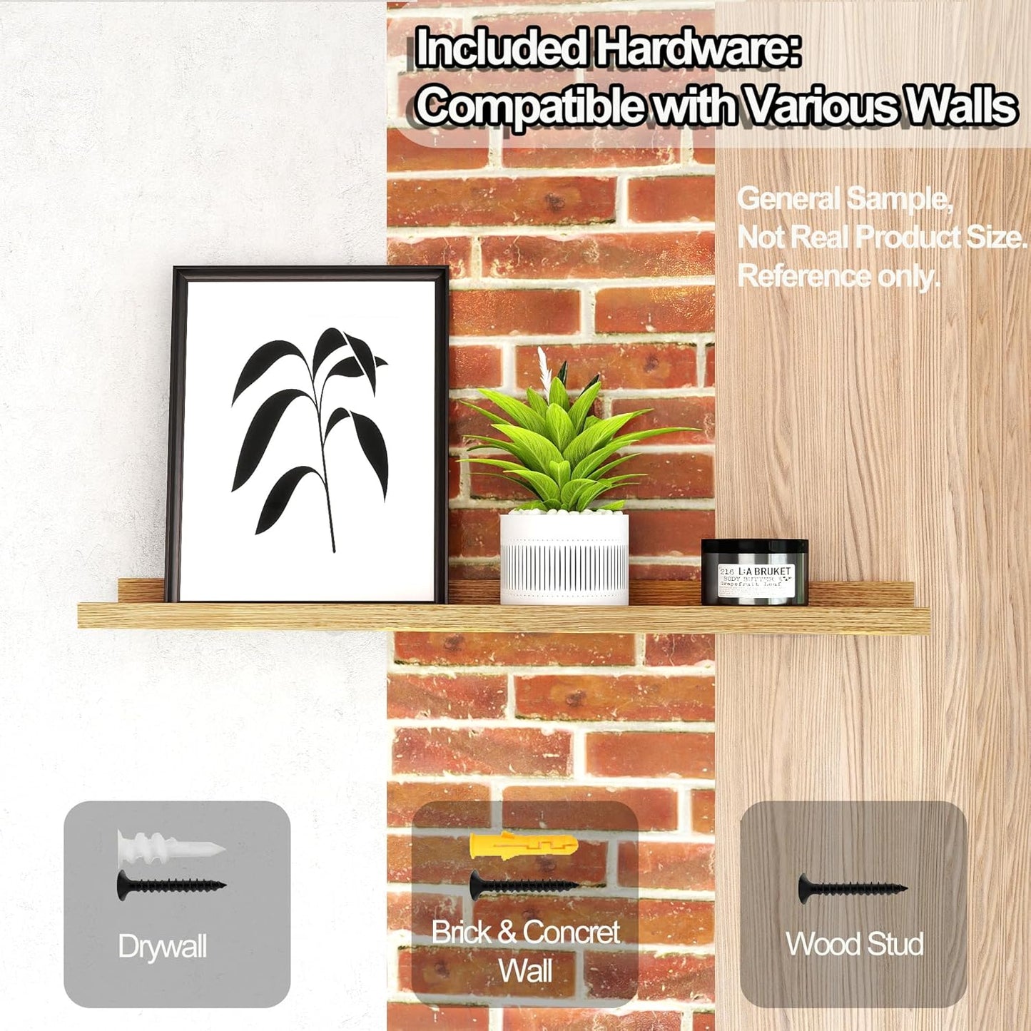 White Floating Shelves for Wall Decor, Wall Mounted Wood Storage Shelf for Bedroom, Living Room, Bathroom, Kitchen, Nursery, Display Picture Ledge Shelf with Lip Set of 2-14 Inches, White