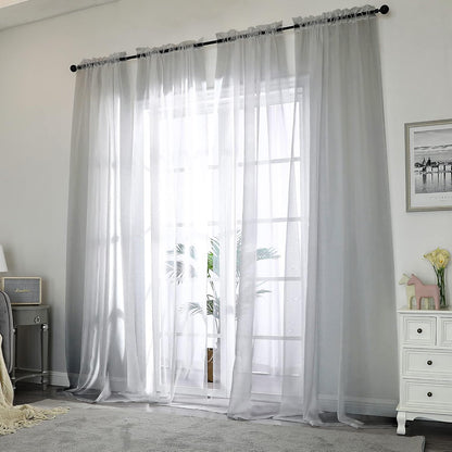 Chyhomenyc Sheer White Valances for Windows 2 Pack, Small Window Curtains for Living Room Bathroom Cafe Laundry Basement, Modern Top Dual Rod Pocket Voile Curtain, 42W x 14L inches, White - Colors C