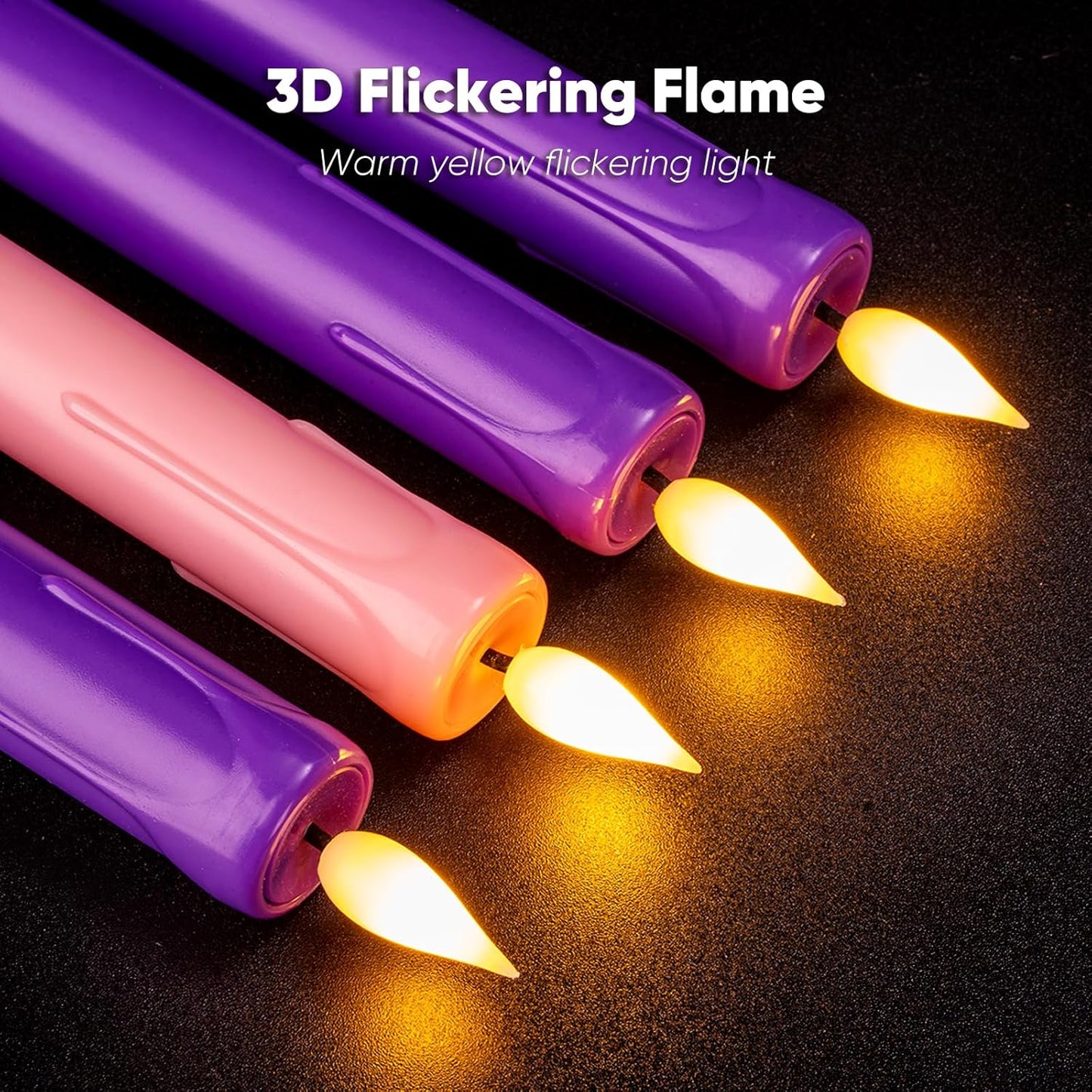Homemory 6 Pcs Flameless Taper Candles with Remote, Timer, Dimmer, Ivory Battery Operated CandleSticks with Flickering Light, Plastic Led Window Candles, 9.6 Inches for Halloween Christmas Decoration
