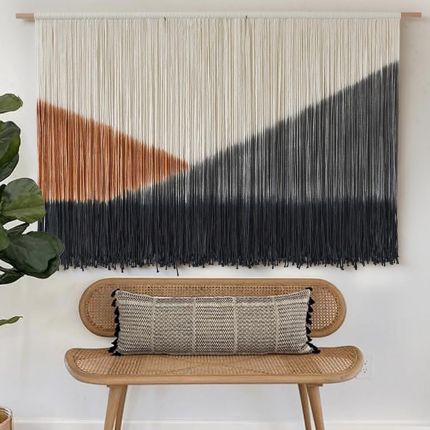 Flber Macrame Wall Hanging Macrame Wall Decor Large-Scale Tie-Dye Tapestry Living Home Room Wall Decor 57" Wx 35" L